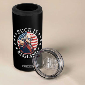 Funny George Washington Revolutionary War 4 in 1 Can Cooler Tumbler Suck It England