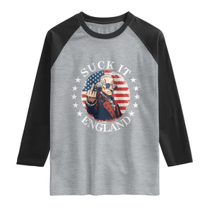 Funny George Washington Revolutionary War Raglan Shirt Suck It England TS12 Heather Gray Black Print Your Wear