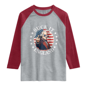 Funny George Washington Revolutionary War Raglan Shirt Suck It England TS12 Heather Gray Heather Red Print Your Wear