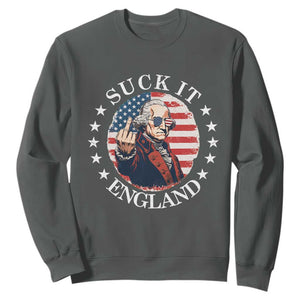 Funny George Washington Revolutionary War Sweatshirt Suck It England TS12 Dark Heather Print Your Wear