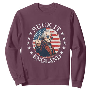 Funny George Washington Revolutionary War Sweatshirt Suck It England TS12 Maroon Print Your Wear