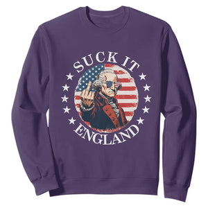 Funny George Washington Revolutionary War Sweatshirt Suck It England TS12 S Purple Print Your Wear