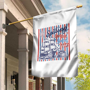 Spilling The Tea Since 1773 Garden Flag Boston Tea Party USA History Humor
