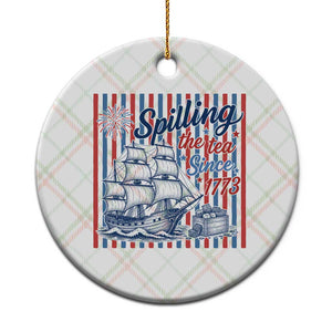 Spilling The Tea Since 1773 Ceramic Ornament Boston Tea Party USA History Humor TS12 1pc Christmas Plaid Print Your Wear