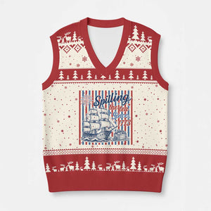 Spilling The Tea Since 1773 V-Neck Knit Sweater Vest Boston Tea Party USA History Humor