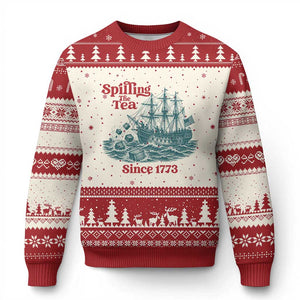 Spilling The Tea Since 1773 Ugly Christmas Sweater American History Gift