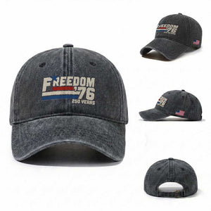 America Retro 250 Years Freedom USA 1776 2026 Washed Cotton Baseball Cap TS12 Washed Cap Universal Fit Dark Gray Print Your Wear