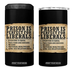Vintage Prison Is Perfect For Liberals 4 in 1 Can Cooler Tumbler Funny Political Graphic