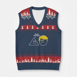 Funny Political Geometry Joke V-Neck Knit Sweater Vest Youre Pointless Graphic