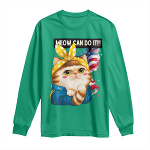 Meow Can Do It Long Sleeve Shirt Funny Feminist Cat Lover Gift TS12 Irish Green Print Your Wear