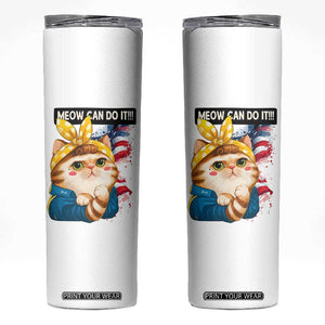 Meow Can Do It Skinny Tumbler Funny Feminist Cat Lover Gift TS12 White Print Your Wear