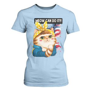 Meow Can Do It T Shirt For Women Funny Feminist Cat Lover Gift TS12 Light Blue Print Your Wear