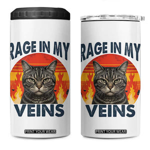 Cat Meme 4 in 1 Can Cooler Tumbler Funny Rage In My Veins Sarcastic Animal Humor TS12 One Size: 16 oz White Print Your Wear