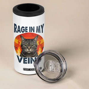 Cat Meme 4 in 1 Can Cooler Tumbler Funny Rage In My Veins Sarcastic Animal Humor TS12 Print Your Wear