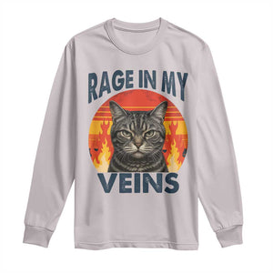Cat Meme Long Sleeve Shirt Funny Rage In My Veins Sarcastic Animal Humor TS12 Ice Gray Print Your Wear