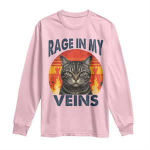 Cat Meme Long Sleeve Shirt Funny Rage In My Veins Sarcastic Animal Humor TS12 Light Pink Print Your Wear