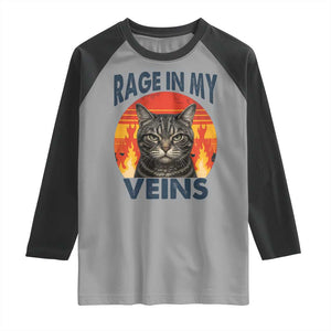 Cat Meme Raglan Shirt Funny Rage In My Veins Sarcastic Animal Humor TS12 Sport Gray Black Print Your Wear