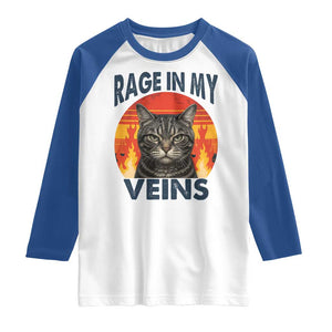 Cat Meme Raglan Shirt Funny Rage In My Veins Sarcastic Animal Humor TS12 White Royal Print Your Wear