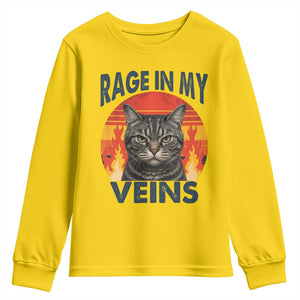 Cat Meme Youth Sweatshirt Funny Rage In My Veins Sarcastic Animal Humor TS12 Daisy Print Your Wear