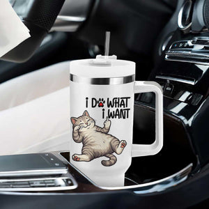 Cat Lover Tumbler With Handle Funny I Do What I Want TS12 Print Your Wear