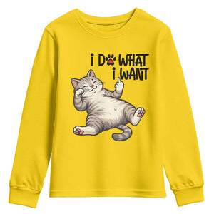 Cat Lover Youth Sweatshirt Funny I Do What I Want TS12 Daisy Print Your Wear