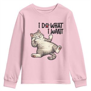 Cat Lover Youth Sweatshirt Funny I Do What I Want TS12 Light Pink Print Your Wear