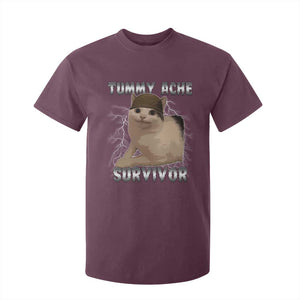 Tummy Ache Survivor T Shirt For Kid Cat Meme Humor Gift TS12 Maroon Print Your Wear