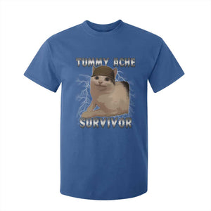 Tummy Ache Survivor T Shirt For Kid Cat Meme Humor Gift TS12 Royal Blue Print Your Wear