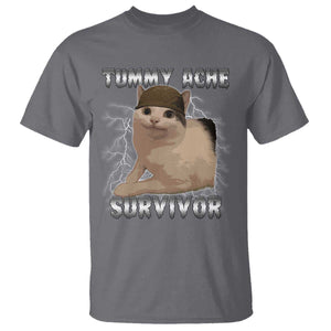 Tummy Ache Survivor T Shirt Cat Meme Humor Gift TS12 Charcoal Print Your Wear