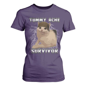 Tummy Ache Survivor T Shirt For Women Cat Meme Humor Gift TS12 Purple Print Your Wear