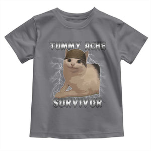 Tummy Ache Survivor Toddler T Shirt Cat Meme Humor Gift TS12 Charcoal Print Your Wear