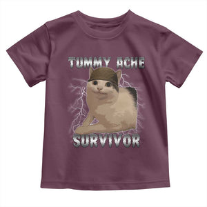 Tummy Ache Survivor Toddler T Shirt Cat Meme Humor Gift TS12 Maroon Print Your Wear