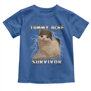 Tummy Ache Survivor Toddler T Shirt Cat Meme Humor Gift TS12 Royal Blue Print Your Wear
