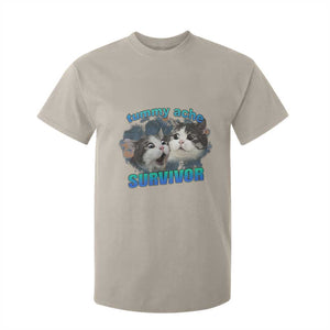 Tummy Ache Survivor T Shirt For Kid Funny Cat Meme For Cat Lover TS12 Sand Print Your Wear
