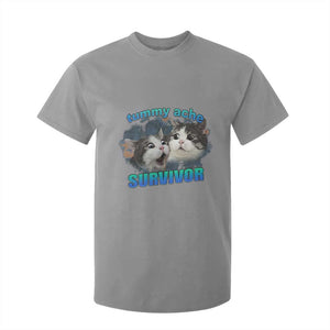 Tummy Ache Survivor T Shirt For Kid Funny Cat Meme For Cat Lover TS12 Sport Gray Print Your Wear
