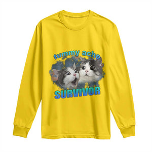 Tummy Ache Survivor Long Sleeve Shirt Funny Cat Meme For Cat Lover TS12 Daisy Print Your Wear