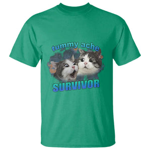 Tummy Ache Survivor T Shirt Funny Cat Meme For Cat Lover TS12 Irish Green Print Your Wear