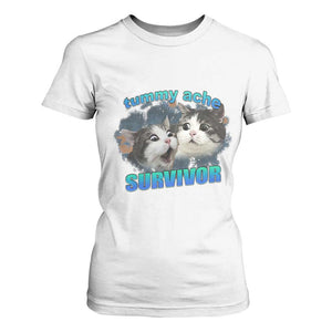 Tummy Ache Survivor T Shirt For Women Funny Cat Meme For Cat Lover TS12 White Print Your Wear