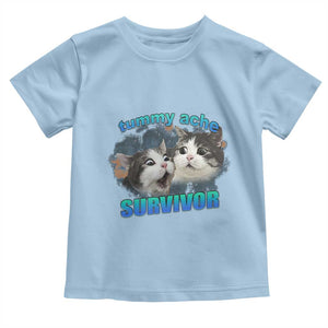 Tummy Ache Survivor Toddler T Shirt Funny Cat Meme For Cat Lover TS12 Light Blue Print Your Wear