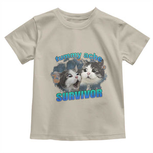 Tummy Ache Survivor Toddler T Shirt Funny Cat Meme For Cat Lover TS12 Sand Print Your Wear