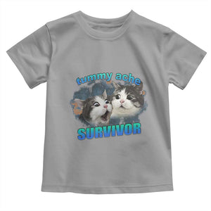Tummy Ache Survivor Toddler T Shirt Funny Cat Meme For Cat Lover TS12 Sport Gray Print Your Wear