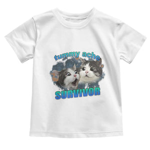 Tummy Ache Survivor Toddler T Shirt Funny Cat Meme For Cat Lover TS12 White Print Your Wear