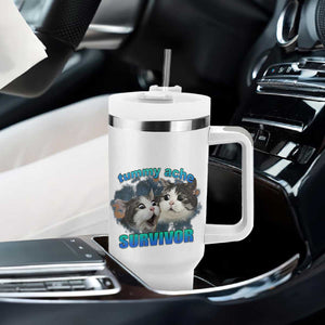 Tummy Ache Survivor Tumbler With Handle Funny Cat Meme For Cat Lover TS12 Print Your Wear