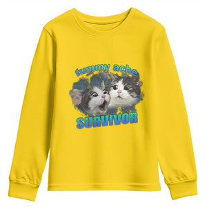 Tummy Ache Survivor Youth Sweatshirt Funny Cat Meme For Cat Lover TS12 Daisy Print Your Wear
