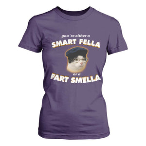 Funny Cat Farts Meme T Shirt For Women You're Either A Smart Fella Or A Fart Smella TS12 Purple Print Your Wear