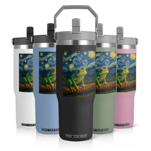 Funny Frog Flip Straw Tumbler Van Gogh Style Starry Night TS12 Print Your Wear