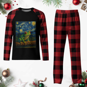 Funny Frog Plaid Pajama Set Van Gogh Style Starry Night TS12 Buffalo Plaid Print Your Wear