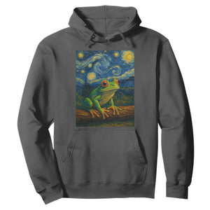 Funny Frog Hoodie Van Gogh Style Starry Night TS12 Dark Heather Print Your Wear