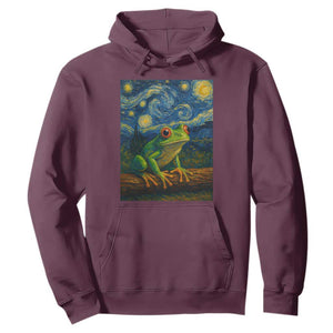 Funny Frog Hoodie Van Gogh Style Starry Night TS12 Maroon Print Your Wear