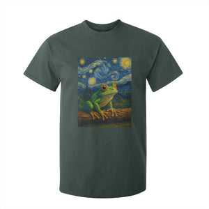 Funny Frog T Shirt For Kid Van Gogh Style Starry Night TS12 Dark Forest Green Print Your Wear